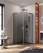 Cezares Slider Душевой уголок 90-100x90-100x195h см, тонированное стекло 8 мм, цвет: оружейная сталь SLIDER-A-2-90/100-GRIGIO-GM