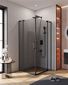 Cezares Slider Душевой уголок 90-100x90-100x195h см, тонированное стекло 8 мм, цвет: черный матовый SLIDER-A-2-90/100-GRIGIO-NERO