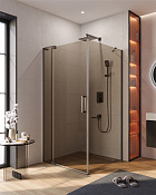 Cezares Slider Душевой уголок 100-110x100x195h см, тонированное стекло 8 мм, цвет: оружейная сталь SLIDER-AH-1-100-100/110-BR-GM