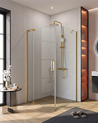 Cezares Slider Душевой уголок 100-110x100x195h см, прозрачное стекло 8 мм, цвет: браширован. золото SLIDER-AH-1-100-100/110-C-BORO