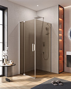Cezares Slider Душевой уголок 80-90x100x195h см, тонированное стекло 8 мм, цвет: хром SLIDER-AH-1-100-80/90-BR-Cr