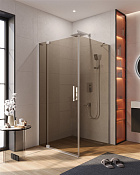 Cezares Slider Душевой уголок 90-100x100x195h см, тонированное стекло 8 мм, цвет: хром SLIDER-AH-1-100-90/100-BR-Cr