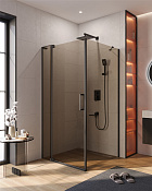 Cezares Slider Душевой уголок 90-100x100x195h см, тонированное стекло 8 мм, цвет: черный матовый SLIDER-AH-1-100-90/100-BR-NERO