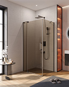 Cezares Slider Душевой уголок 100-110x80x195h см, тонированное стекло 8 мм, цвет: оружейная сталь SLIDER-AH-1-80-100/110-BR-GM