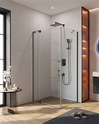 Cezares Slider Душевой уголок 100-110x80x195h см, прозрачное стекло 8 мм, цвет: оружейная сталь SLIDER-AH-1-80-100/110-C-GM