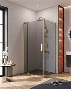 Cezares Slider Душевой уголок 100-110x80x195h см, тонированное стекло 8 мм, цвет: браширован. золото SLIDER-AH-1-80-100/110-GRIGIO-BORO
