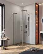 Cezares Slider Душевой уголок 70-80x90x195h см, прозрачное стекло 8 мм, цвет: оружейная сталь SLIDER-AH-1-90-70/80-C-GM