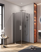 Cezares Slider Душевой уголок 80-90x90x195h см, тонированное стекло 8 мм, цвет: хром SLIDER-AH-1-90-80/90-GRIGIO-Cr