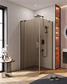 Cezares Slider Душевой уголок 90-100x90x195h см, тонированное стекло 8 мм, цвет: оружейная сталь SLIDER-AH-1-90-90/100-BR-GM