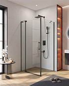 Cezares Slider Душевой уголок 90-100x90x195h см, прозрачное стекло 8 мм, цвет: черный матовый SLIDER-AH-1-90-90/100-C-NERO
