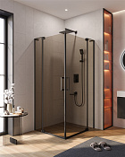 Cezares Slider Душевой уголок 70-80x100-110x195h см, тонированное стекло 8 мм, цвет: черный матовый SLIDER-AH-2-70/80-100/110-BR-NERO