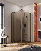 Cezares Slider Душевой уголок 80-90x100-110x195h см, тонированное стекло 8 мм, цвет: оружейная сталь SLIDER-AH-2-80/90-100/110-BR-GM