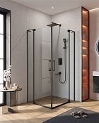 Cezares Slider Душевой уголок 80-90x100-110x195h см, прозрачное стекло 8 мм, цвет: черный матовый SLIDER-AH-2-80/90-100/110-C-NERO