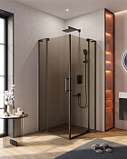 Cezares Slider Душевой уголок 90-100x100-110x195h см, тонированное стекло 8 мм, цвет: черный матовый SLIDER-AH-2-90/100-100/110-BR-NERO