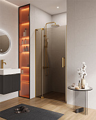 Cezares Slider Душевая дверь распашная 110x195h см, тонированное стекло 8 мм, цвет: брашир. золото SLIDER-B-1-100/110-BR-BORO