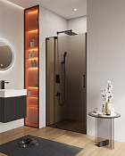 Cezares Slider Душевая дверь распашная 110x195h см, тонированное стекло 8 мм, цвет: черный матовый SLIDER-B-1-100/110-BR-NERO