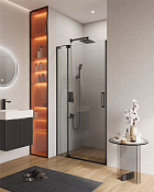 Cezares Slider Душевая дверь распашная 110x195h см, прозрачное стекло 8 мм, цвет: черный матовый SLIDER-B-1-100/110-C-NERO