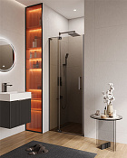 Cezares Slider Душевая дверь распашная 80x195h см, тонированное стекло 8 мм, цвет: оружейная сталь SLIDER-B-1-70/80-BR-GM