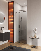 Cezares Slider Душевая дверь распашная 80x195h см, прозрачное стекло 8 мм, цвет: оружейная сталь SLIDER-B-1-70/80-C-GM