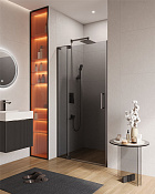 Cezares Slider Душевая дверь распашная 100x195h см, тонированное стекло 8 мм, цвет: оружейная сталь SLIDER-B-1-90/100-GRIGIO-GM