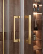 Cezares Molveno Душевой уголок 100,5x100,5x195h см, прозрачное стекло 6 мм, цвет: браширован. золото MOLVENO-A-2-100-C-BORO-IV