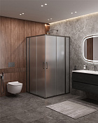 Cezares Molveno Душевой уголок 110,5x110,5x195h см, рифленое стекло 6 мм, цвет: оружейная сталь MOLVENO-A-22-90+20-P-GM