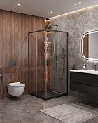 Cezares Molveno Душевой уголок 90,5x90,5x195h см, прозрачное стекло 6 мм, цвет: оружейная сталь MOLVENO-A-2-90-C-GM-IV