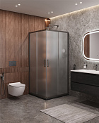 Cezares Molveno Душевой уголок 90,5x90,5x195h см, рифленое стекло 6 мм, цвет: оружейная сталь MOLVENO-A-2-90-P-GM