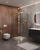 Cezares Molveno Душевой уголок 100,5x100,5x195h см, прозрачное стекло 6 мм, цвет: браширован. золото MOLVENO-R-2-100-C-BORO-IV