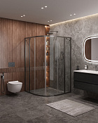 Cezares Molveno Душевой уголок 110,5x110,5x195h см, прозрачное стекло 6 мм, цвет: оружейная сталь MOLVENO-R-22-90+20-C-GM-IV