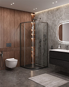 Cezares Molveno Душевой уголок 90,5x90,5x195h см, прозрачное стекло 6 мм, цвет: оружейная сталь MOLVENO-R-2-90-C-GM-IV