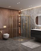 Cezares Molveno Душевой уголок 110,5x110,5x195h см, прозрачное стекло 6 мм, цвет: браширован. золото MOLVENO-R-11-90+20-C-BORO-IV