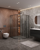 Cezares Molveno Душевой уголок 120,5x120,5x195h см, прозрачное стекло 6 мм, цвет: оружейная сталь MOLVENO-R-11-90+30-C-GM-IV