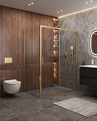 Cezares Molveno Душевой уголок 162x90x195h см, прозрачное стекло 6 мм, цвет: брашированное золото MOLVENO-AH-11-160/90-C-BORO-IV