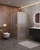 Cezares Molveno Душевой уголок 110,5x90,5x195h см, рифленое стекло 6 мм, цвет: брашированное золото MOLVENO-AH-21-90+20-P-BORO