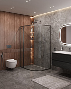 Cezares Molveno Душевой уголок 110,5x90,5x195h см, прозрачное стекло 6 мм, цвет: оружейная сталь MOLVENO-RH-1-110/90-C-GM-IV