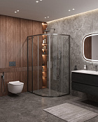 Cezares Molveno Душевой уголок 110,5x90,5x195h см, прозрачное стекло 6 мм, цвет: оружейная сталь MOLVENO-RH-2-110/90-C-GM-IV