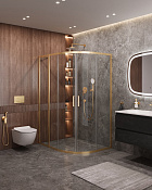 Cezares Molveno Душевой уголок 130,5x100,5x195h см, прозрачное стекло 6 мм, цвет: браширован. золото MOLVENO-RH-2-130/100-C-BORO-IV