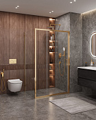 Cezares Molveno Душевой уголок 116,5x90,5x195h см, прозрачное стекло 6 мм, цвет: браширован. золото MOLVENO-AHF-31-120/90-C-BORO-IV