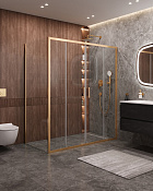 Cezares Molveno Душевой уголок 166,5x90,5x195h см, прозрачное стекло 6 мм, цвет: браширован. золото MOLVENO-AH-2/1-170/90-C-BORO-IV