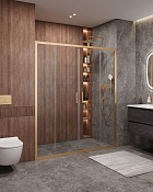 Cezares Molveno Душевая дверь раздвижная 172x195h см, прозрачное стекло 6 мм, цвет: брашир. золото MOLVENO-BF-2-170-C-BORO-IV