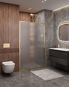 Cezares Molveno Душевая дверь раздвижная 122x195h см, рифленое стекло 6 мм, цвет: брашир. золото MOLVENO-BF-1-120-P-BORO