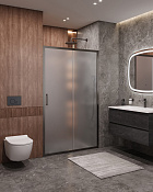 Cezares Molveno Душевая дверь раздвижная 122x195h см, рифленое стекло 6 мм, цвет: оружейная сталь MOLVENO-BF-1-120-P-GM