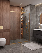 Cezares Molveno Душевая дверь раздвижная 152x195h см, прозрачное стекло 6 мм, цвет: брашир. золото MOLVENO-BF-1-150-C-BORO-IV