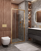 Cezares Molveno Душевая дверь раздвижная 92x195h см, прозрачное стекло 6 мм, цвет: брашир. золото MOLVENO-BF-3-90-C-BORO-IV