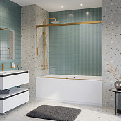 Cezares Tandem-Soft Шторка на ванну 180x145h см, прозрачное стекло 6 мм, цвет: брашированное золото TANDEM-SOFT-VF-2-180/145-C-BORO-IV