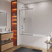 Cezares Slider Шторка на ванну 79x150h см, прозрачное стекло 5 мм, цвет: хром SLIDER-VF-11-80/150-C-Cr