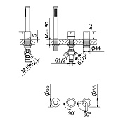 Cezares Leaf Смеситель на борт ванны на 3 отверстия, с ручным душем, цвет: sunrise LEAF-BVDM3-L-SR