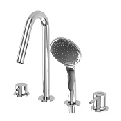 Cezares Leaf Смеситель на борт ванны на 4 отверстия, с ручным душем, цвет: хром LEAF-BVDM4-L-01