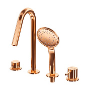 Cezares Leaf Смеситель на борт ванны на 4 отверстия, с ручным душем, цвет: sunset LEAF-BVDM4-L-SS